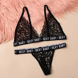 Прозорий комплект жіночої еротичної білизни "Sexy Baby" L Чорний