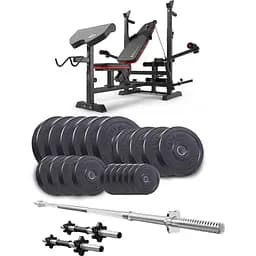 Набір Elitum Titan 109кг з лавою HS-1075 Pro, штангою та гантелями