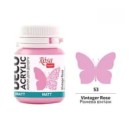 Акрил для декору Рожева вінтаж (53) матовий 20 мл Rosa Talent