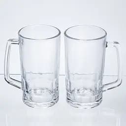 Набір кухлів для пива Yiwu Patterned Stein скляних 2 штуки по 530 мл кружки для пива скло з ручками міцний посуд HP-17-61