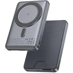 Портативний ЗП Power Bank Hoco Q46 Title PD20W з БЗП+card holder 5000 mAh Silver gray