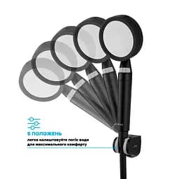 Душовий набір Drop NANO100B+SET (лійка для душу + шланг + кріплення), чорний - мініатюра 8