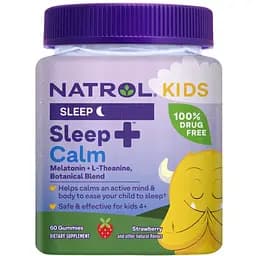Комплекс для дітей Natrol Kids Sleep and Calm Ages 4+ Up здоровий сон дитини зі смаком полуниці 60 цукерок (NTL07778)