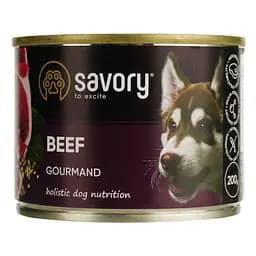 Влажный корм для взрослых собак всех пород Savory Dog Gourmand с говядиной 200 г