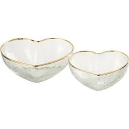 Блюда в форме сердец J-LINE стеклянные комплект из двух (42479)