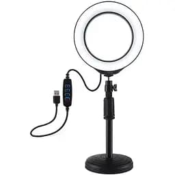 Кольцевая USB LED лампа Puluz PU392 6.2+ настольное крепление 18-28 см