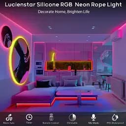 Світлодіодна стрічка Lucienstar Led Neon Rope Lights - 5M Flexible Led Neon Rope Lights Control з пультом дистанційного керування - мініатюра 2