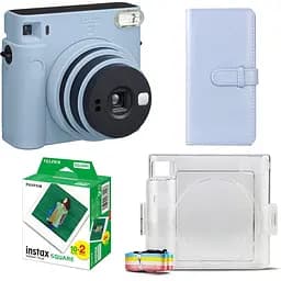 Подарунковий набір фотоапарат Fujifilm Instax Square SQ1, Фотопапір 20 шт, Прозорий чохол, Фотоальбом 80 фото Блакитний