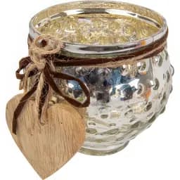 Свічник Lefard скло з дерев'яним серцем 8x9 см (876-064)