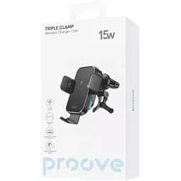 Автотримач із бездротовою зарядкою Proove Triple Clamp 15W Black (WHTC15010001) [136215] - мініатюра 6