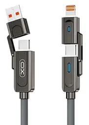 Кабель XO NB275 Zinc Alloy Silicone Type-C/USB-A to TYPE-C/Lightning - 4-in-1 - 60W - 1m Gray teh0022032 - мініатюра 9