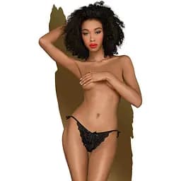 Трусики-сліпи Penthouse Too Hot To Be Real S/M Black, мереживо, регульована посадка