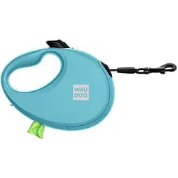 Повідець-рулетка для собак Waudog R-leash з контейнером для пакетів, світловідбивна стрічка, M, до 20 кг, 5 м, блакитний - мініатюра 2