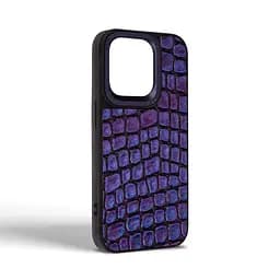 Кожаный чехол для Apple iPhone 15 Pro, Harder Kaiju Skin, синий, термополиуретан ТПУ + экокожа с эффектом текстуры монстра, панель, защита корпуса, противоударный, микрофибра, рамка вокруг камеры, защита всего корпуса, (ARM76841) - мініатюра 2