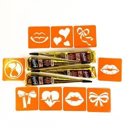 Набір хни з трафаретами для біо-тату №10 Fresh Tattoo henna-set-10, 9 трафаретів - мініатюра 2