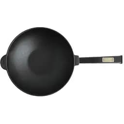 Уценка. Сковорода Brizoll Wok чугунная с деревянной ручкой 24 см (W24HP1)