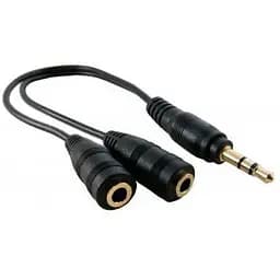 Кабель-переходник ExtraDigital 3.5 мм M - 2x3.5 мм F 20 см черный (KBA1680)