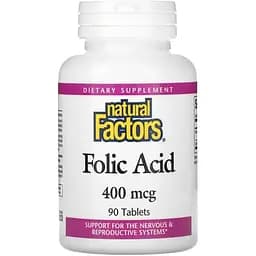 Фолієва кислота Natural Factors Folic Acid 400 mcg, 90 таблеток