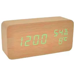 Електронний годинник Voltronic VST862SYG Wooden Yellow з будильником температура вологість