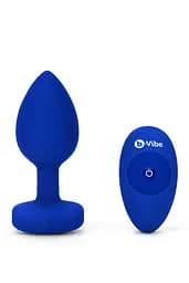 Анальная пробка B-Vibe Vibrating Jewel Plug L/XL 11.1 см (синий)