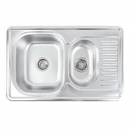 Кухонна мийка з нержавіючої сталі Platinum декор 7850D (0,8/180 мм), R, Decor - мініатюра 7