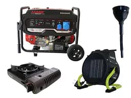 Бензиновий генератор MAST GROUP + газова плитка Orcamp CK-505 + електричний обігрівач Gardyer HE2000 та лійка (KRD6500E)