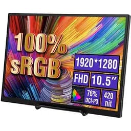 Монітор 10.5" Anmite A105W01 WLED, IPS, 1920x1080 (15:10), 3 мс, 60 Гц, 420 кд/м², 1000:1, 178°/178°, 2хType-C чорний