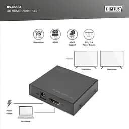 Подовжувач Digitus 4K HDMI Splitter, 2-port - мініатюра 3