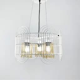 Підвісна люстра у стилі лофт у білому каркасі на 3 лампи Line.F Колір плафона Графітовий