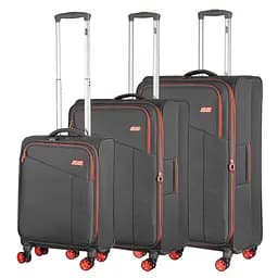 2E Набір валіз 2E, Trek, (L+M+S), TSA, 4 колеса, + 3 рюкзаки Cabin (2E-BPET-CABIN-BK), поліестр, сірий - мініатюра 3