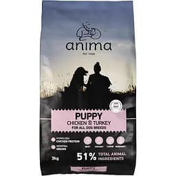 Сухий корм для цуценят Anima курка та індичка з рисом 3 кг