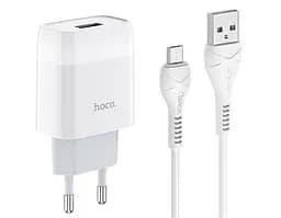 Блок живлення мережевий і кабель MicroUSB Hoco Glorious C72A комплект набір білий