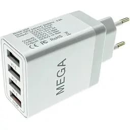 Адаптер зарядный блок питания на 4 USB-порта Mega 30w зарядный