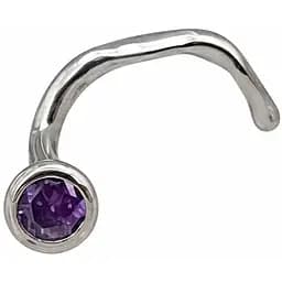 Серебряная серьга-пирсинг в нос. 1024.2С Фиолетовый