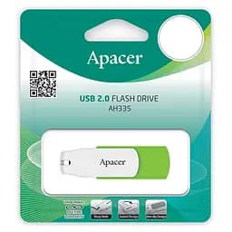 Флеш-накопичувач Apacer USB 64GB AH335 White/Green (AP64GAH335G-1) - мініатюра 3