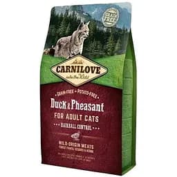 Сухой корм Carnilove Cat Hairball Control для вывода шерсти у кошек утка и фазан 2 кг