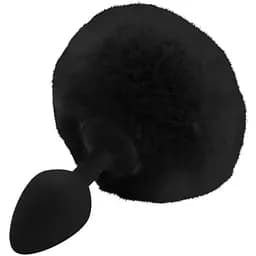 Силиконовая анальная пробка М Art of Sex Silicone Bunny Tails Butt plug Black диаметр 3.5 см
