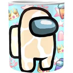 Кружка GeekLand Амонг Ас Among Us Один из нас Белый космонавт на фоне сердечек AU.02.552