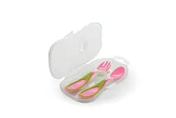 Вилка та ложка Nuvita, у футлярі, рожевий (NV1407Pink)
