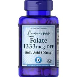 Фолієва кислота Puritan's Pride Folate 1333 mcg DFE (Folic Acid 800 mcg) 500 таблеток