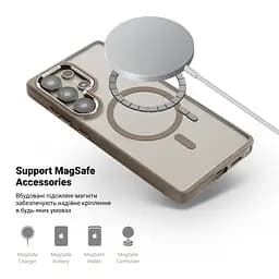 Чехол Samsung Galaxy S25 Ultra 5G, Unit MagSafe, серый, прозрачный, магсейф, противоударный, магнитный, панель-накладка с поддержкой MagSafe, с поддержкой беспроводной зарядки, TPU+PC, защита всего корпуса, ударопрочный, ArmorStandart (ARM82267) - мініатюра 4
