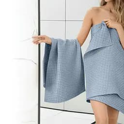 Рушник вафельний Cosas Greek Waffle Maya 35x75 см, сіро-блакитний - мініатюра 4