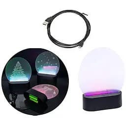 Новогодний ночник светодиодный USB 3х3D панели с рисунком 140мм х 140мм 3АА
