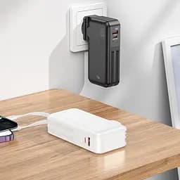 Акумулятор зовнішній Hoco J126 Travel 22.5 W з вбудованим кабелем (US/EU) 10000 mAh білий - мініатюра 8