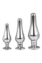 Анальная пробка Gleaming Love Pleasure Plug Set 3 шт. (серебристый)