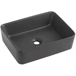 Раковина накладная Qtap Tern Anthracite, прямоугольная, с донным клапаном QT17116069AN