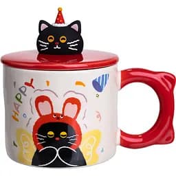 Чашка порцелянова Kitten's Birthday 400 мл червоний FM-24D