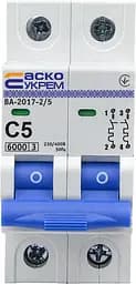 Модульний автоматичний вимикач 2р - 5А - С - ВА-2017 АСКО-УКРЕМ (A0010170037) - мініатюра 2
