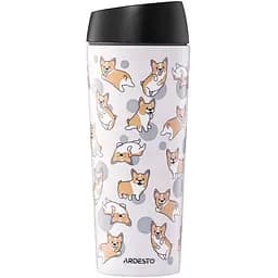 Термокружка Ardesto Coffee Time Animals Corgi 450мл, нержавіюча сталь, сірий (AR2645CR)