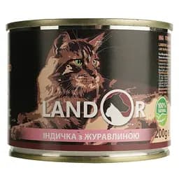 Вологий корм для котів Landor індичка з журавлиною 200 г